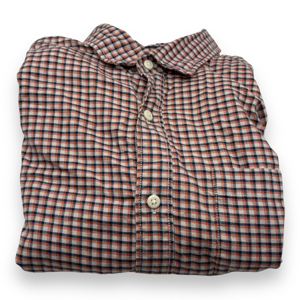 RYE by Hawker Rye Button-Down Shirt Men's L Short Long Sleeve Orange Plaid